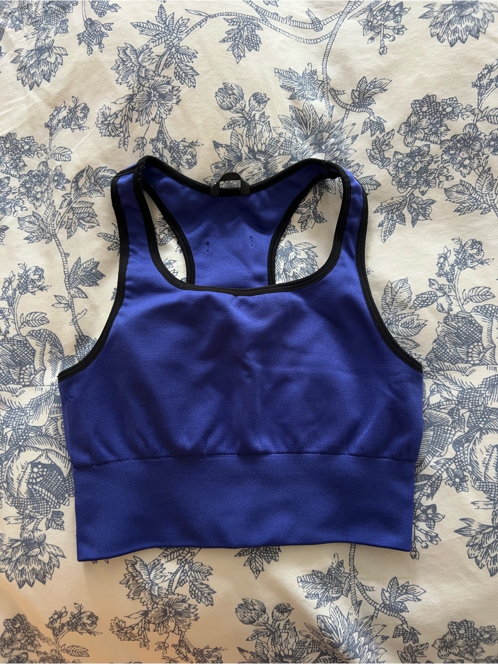 Oiselle Blue Seamless Racerback Sports Bra